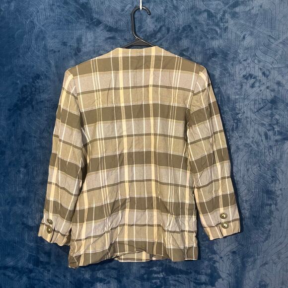 Acqueline Ferrar plaid Casual button Green blazer Womans Size 10 - Picture 4 of 5